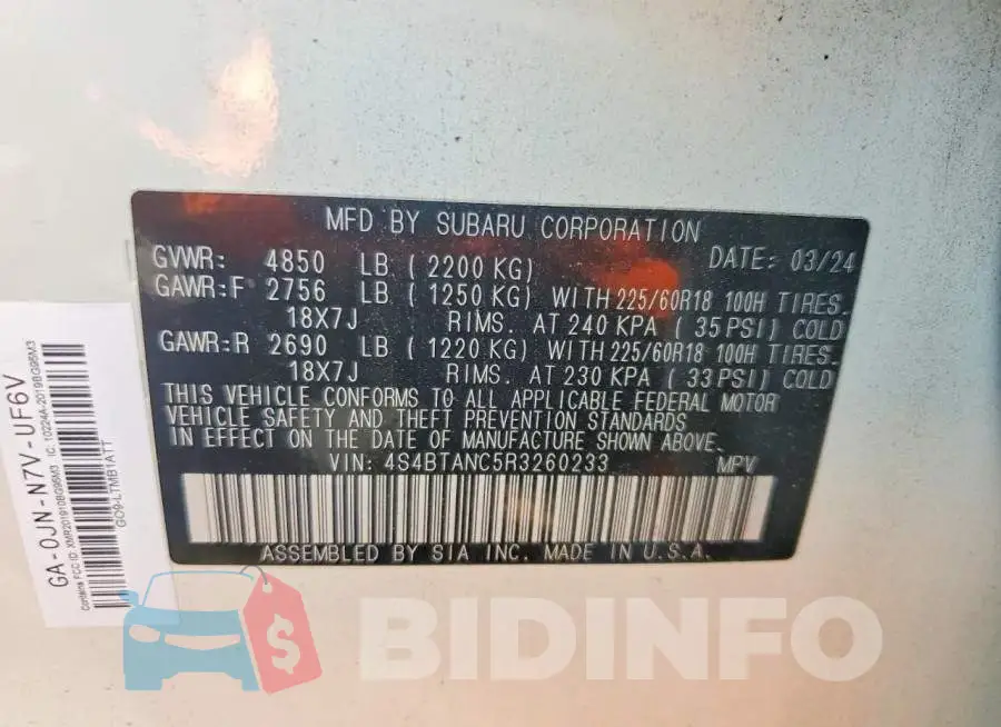 4S4BTANC5R3260233 Photo# 14