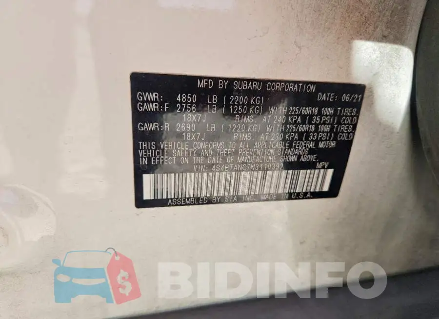 4S4BTANC7N3110392 Photo# 12