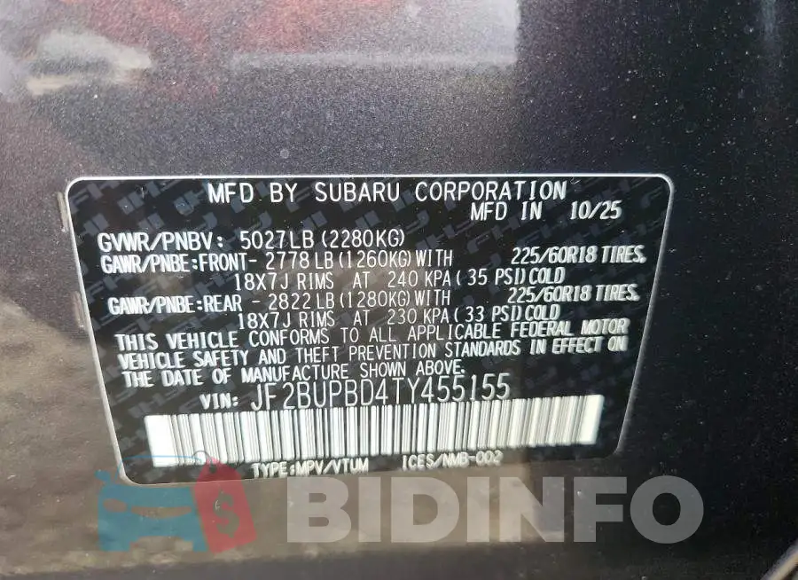JF2BUPBD4TY455155 Photo# 13