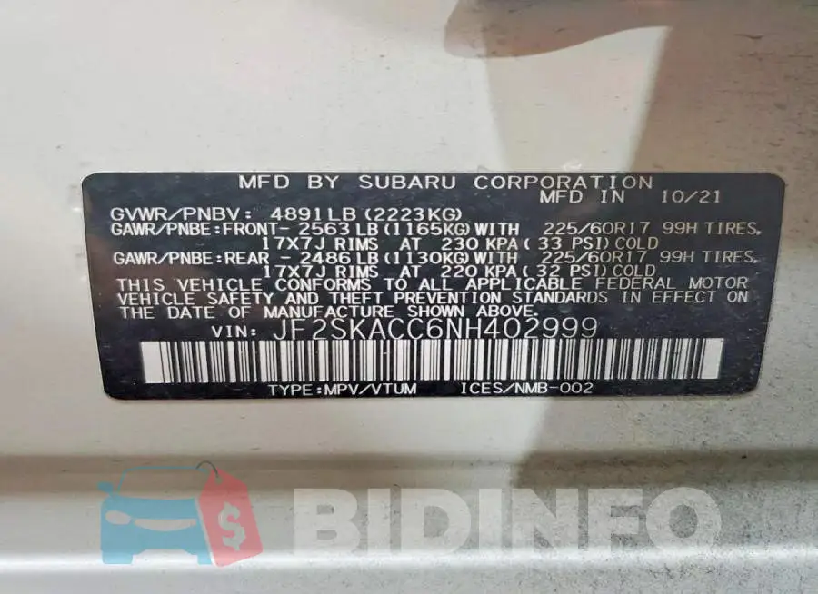 JF2SKACC6NH402999 Photo# 14