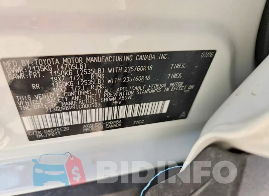 2T36DRBV9TC000589 Photo# 13