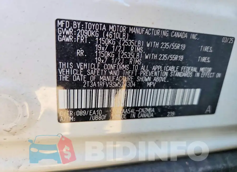 2T3A1RFV9SW524304 Photo# 13