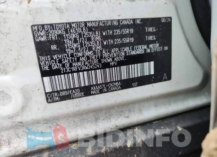 2T3C1RFV3RW345243 Photo# 12