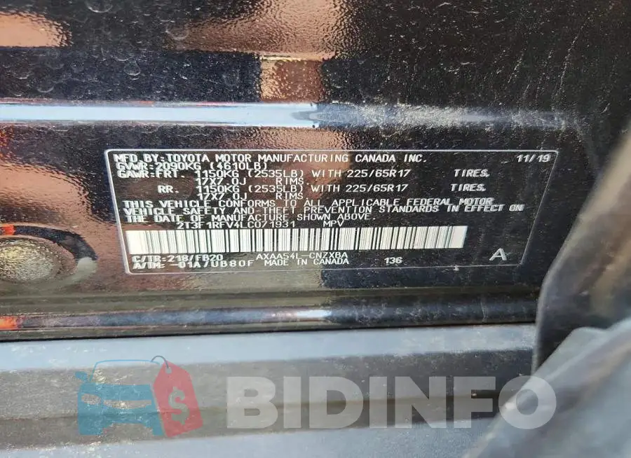 2T3F1RFV4LC071931 Photo# 13