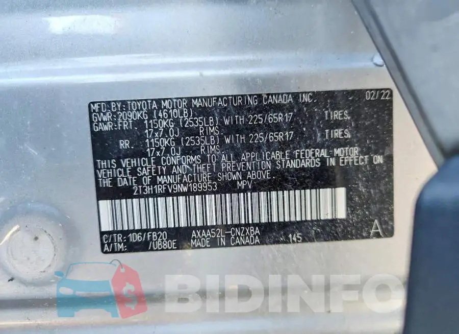 2T3H1RFV9NW189953 Photo# 12