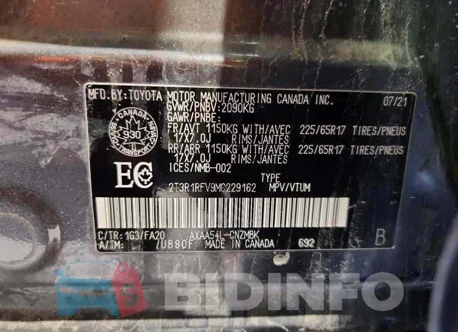 2T3R1RFV9MC229162 Photo# 14
