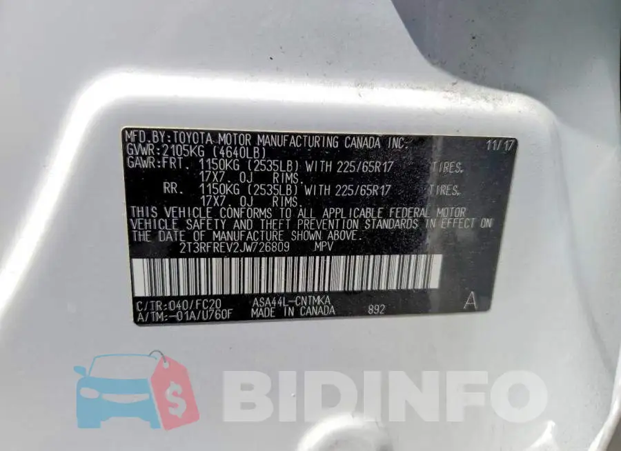2T3RFREV2JW726809 Photo# 12