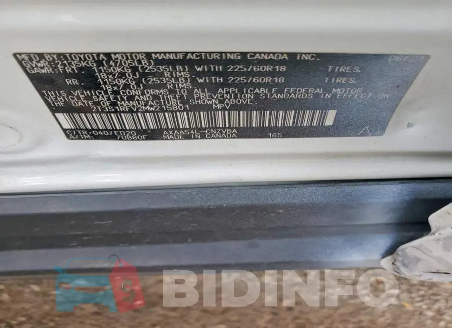 2T3S1RFV2MW215801 Photo# 12
