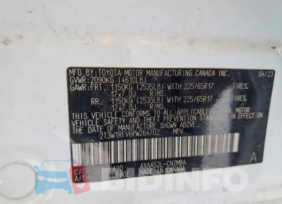 2T3W1RFV6PW264702 Photo# 12