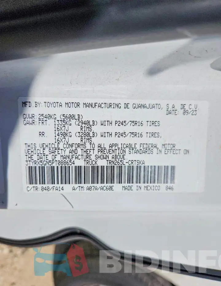 3TYRX5GN5PT088654 Photo# 12