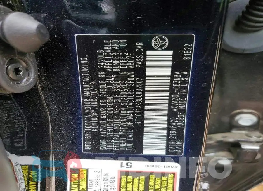 4T1C11AK3LU882807 Photo# 12