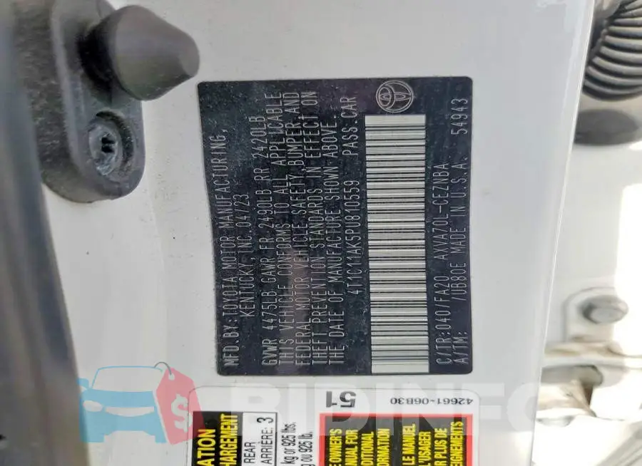 4T1C11AK5PU810559 Photo# 12