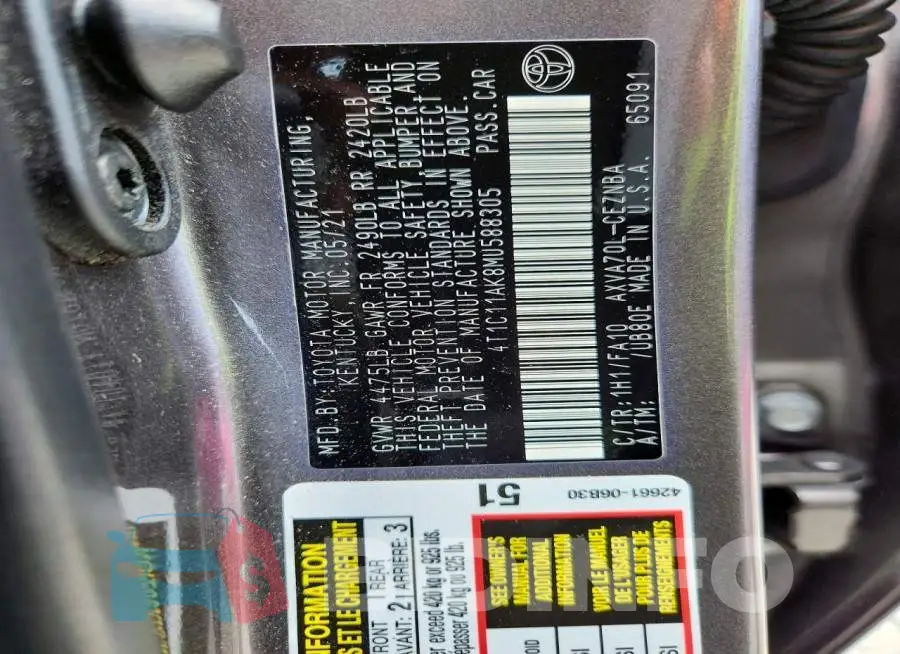 4T1C11AK8MU588305 Photo# 13
