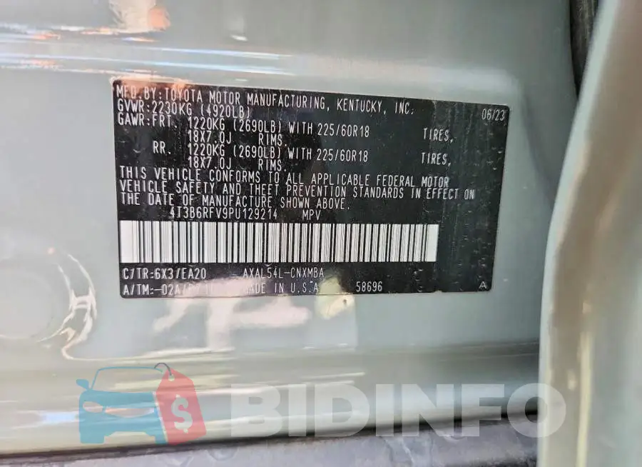 4T3B6RFV9PU129214 Photo# 14