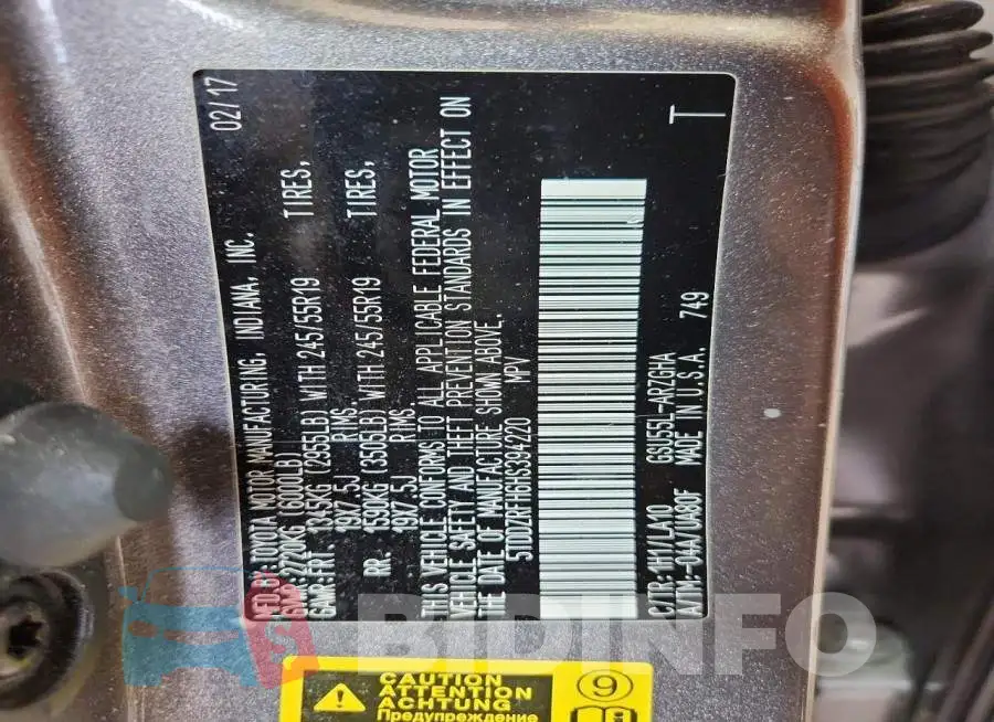 5TDDZRFH6HS394220 Photo# 13
