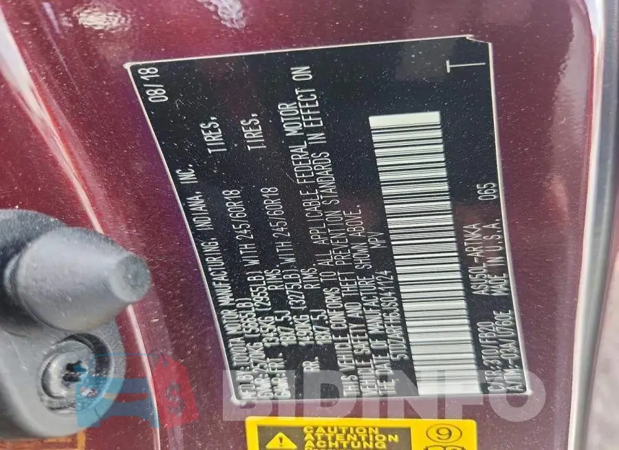 5TDZARFH6JS041124 Photo# 13