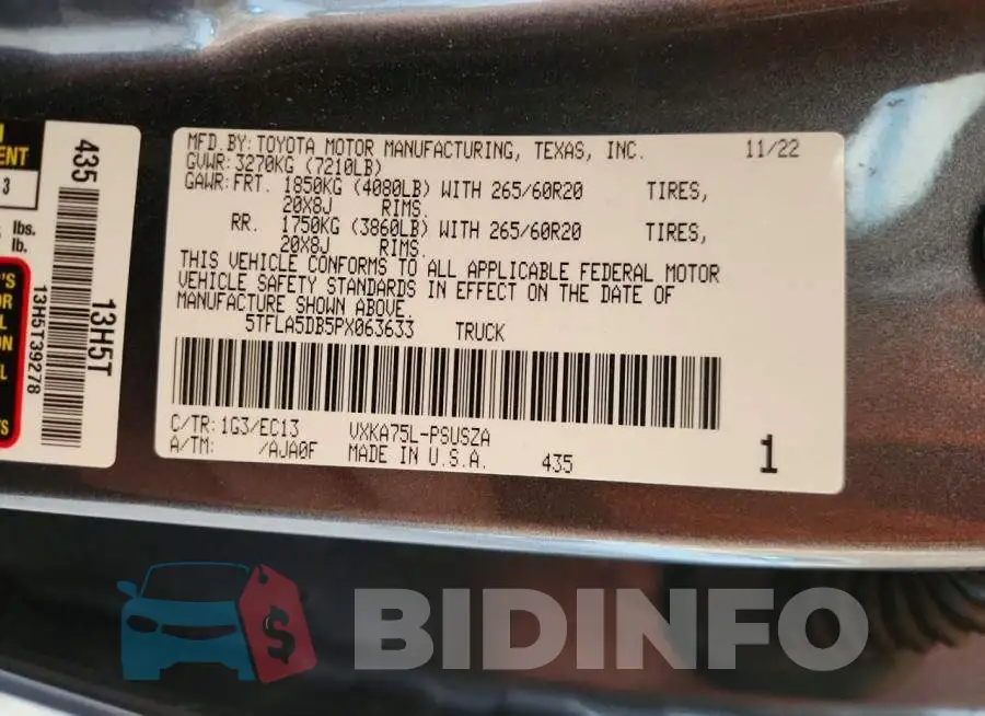 5TFLA5DB5PX063633 Photo# 12
