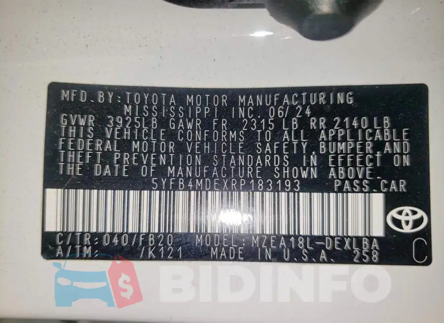 5YFB4MDEXRP183193 Photo# 12