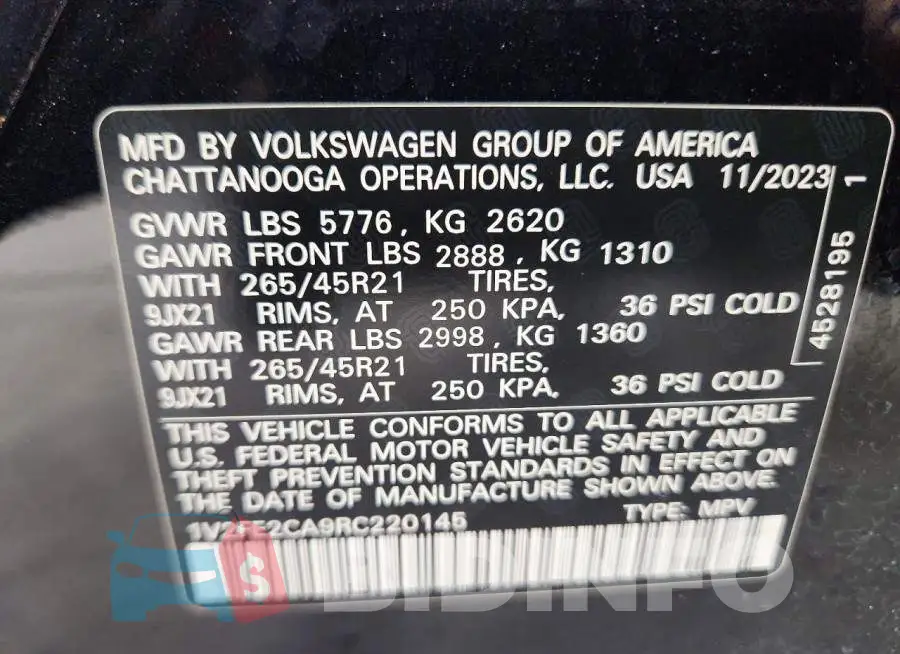 1V2FE2CA9RC220145 Photo# 13