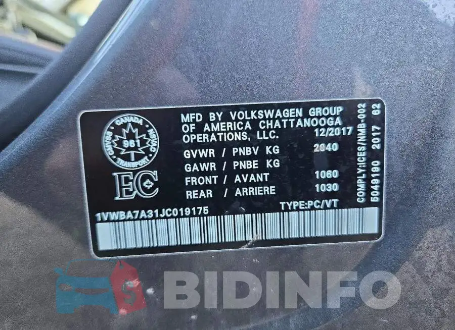 1VWBA7A31JC019175 Photo# 12