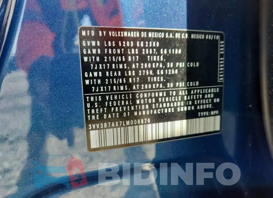 3VV3B7AX7LM006876 Photo# 13