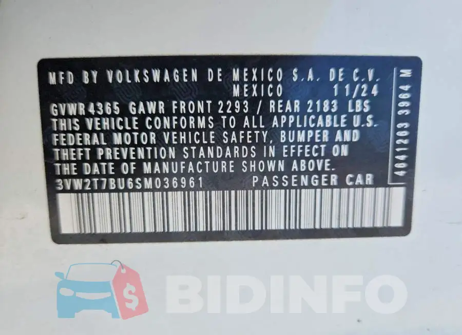 3VW2T7BU6SM036961 Photo# 12