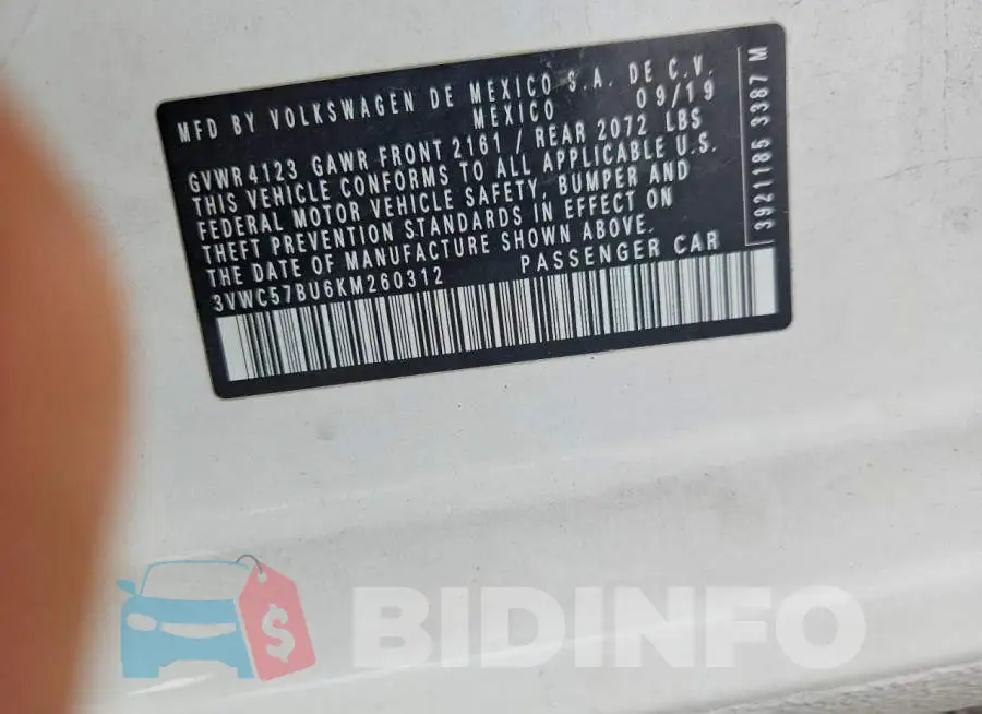 3VWC57BU6KM260312 Photo# 12