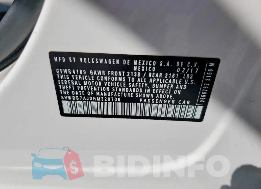 3VWDB7AJ3HM320706 Photo# 13
