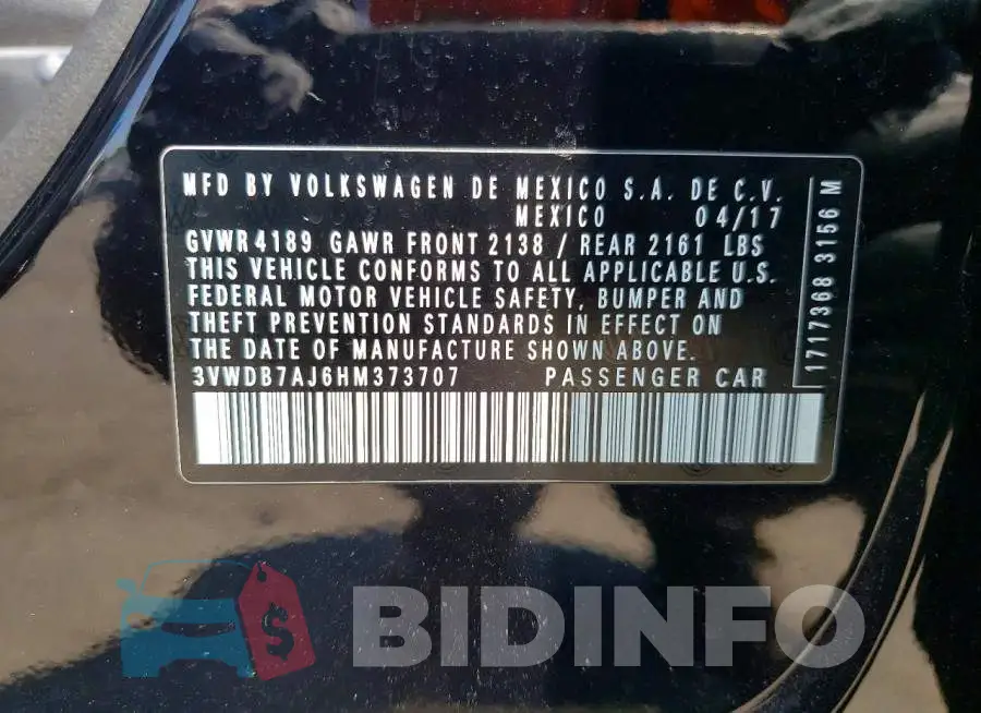 3VWDB7AJ6HM373707 Photo# 12