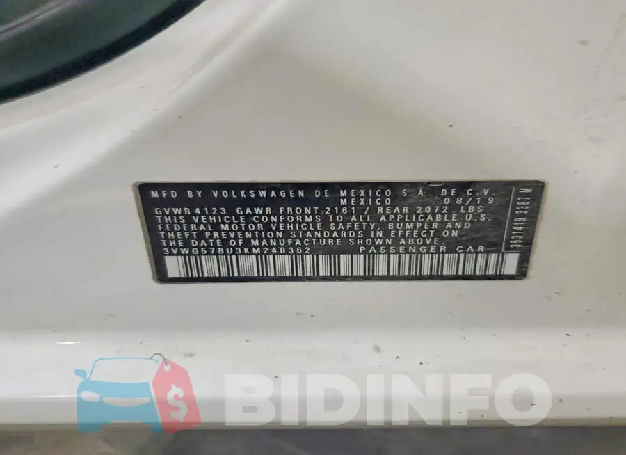 3VWG57BU3KM248362 Photo# 13