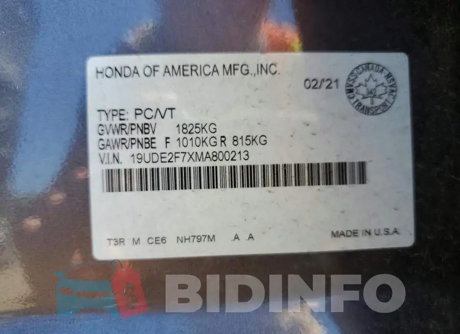 19UDE2F7XMA800213 Photo# 13