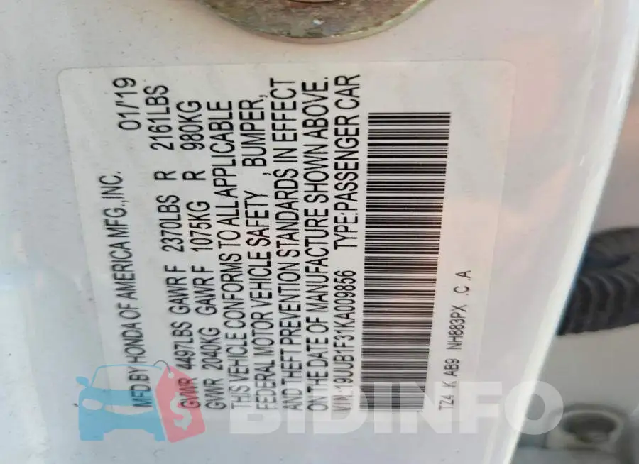 19UUB1F31KA009856 Photo# 12