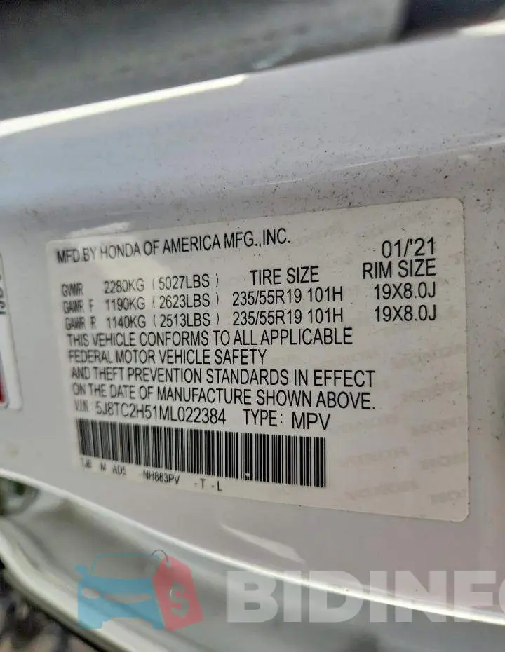5J8TC2H51ML022384 Photo# 12
