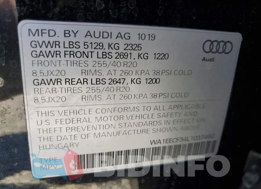 WA1EECF34L1037460 Photo# 13