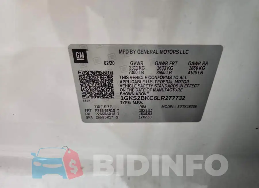 1GKS2BKC6LR277732 Photo# 14