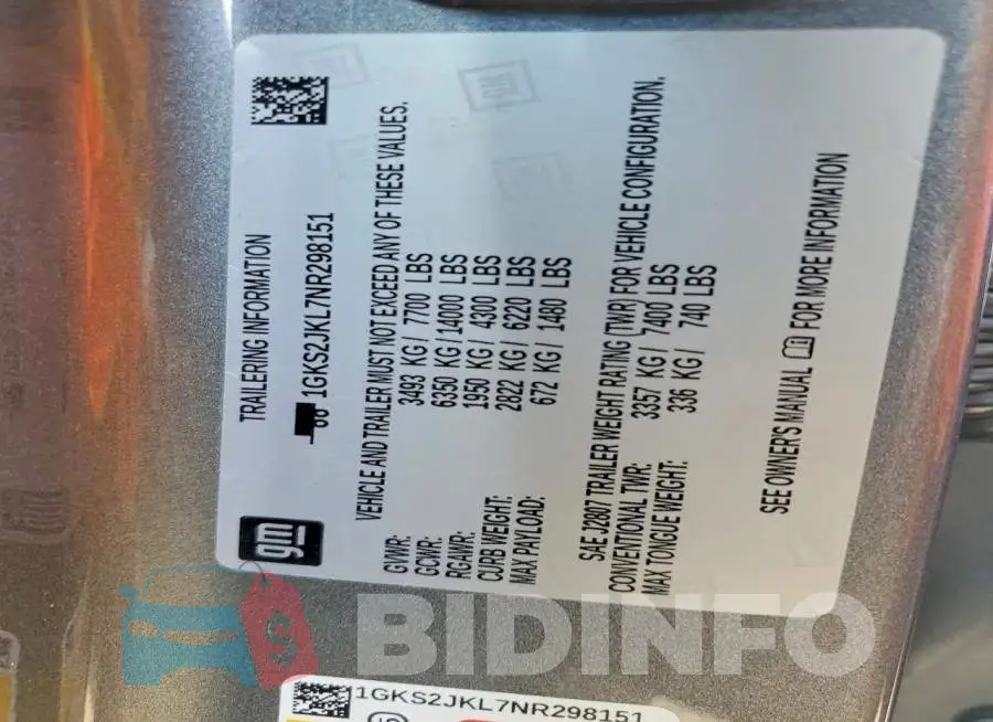 1GKS2JKL7NR298151 Photo# 13
