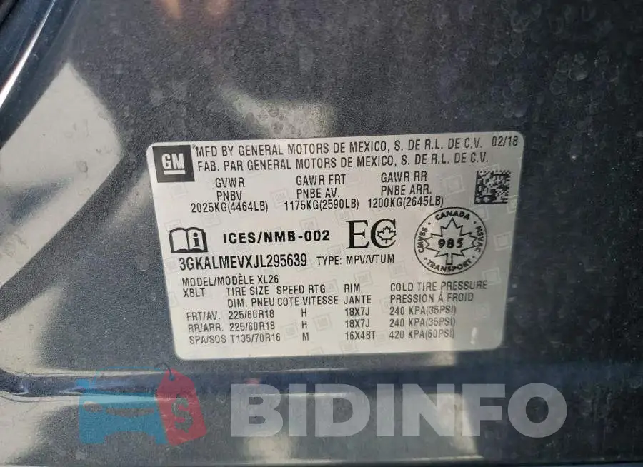 3GKALMEVXJL295639 Photo# 12