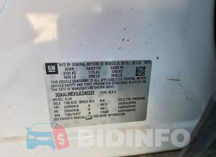 3GKALMEX9JL246322 Photo# 13