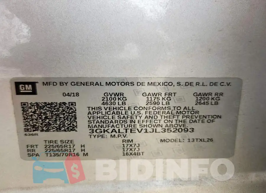 3GKALTEV1JL352093 Photo# 14