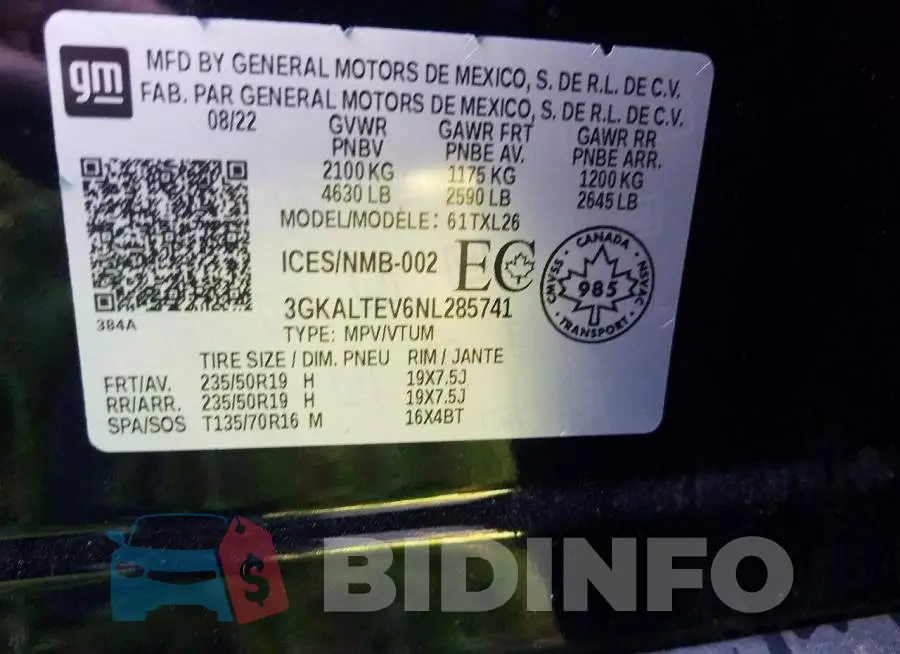 3GKALTEV6NL285741 Photo# 13