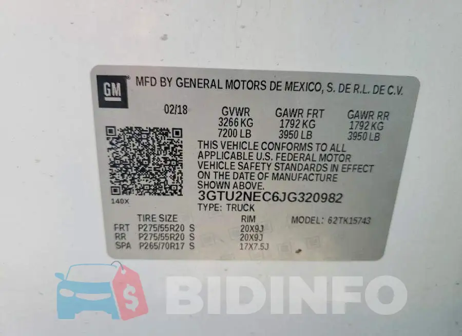 3GTU2NEC6JG320982 Photo# 13