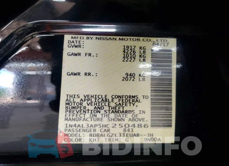 1N4AL3AP5HC250486 Photo# 12