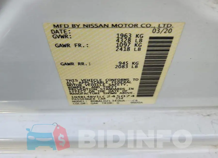 1N4BL4BV1LC245074 Photo# 12