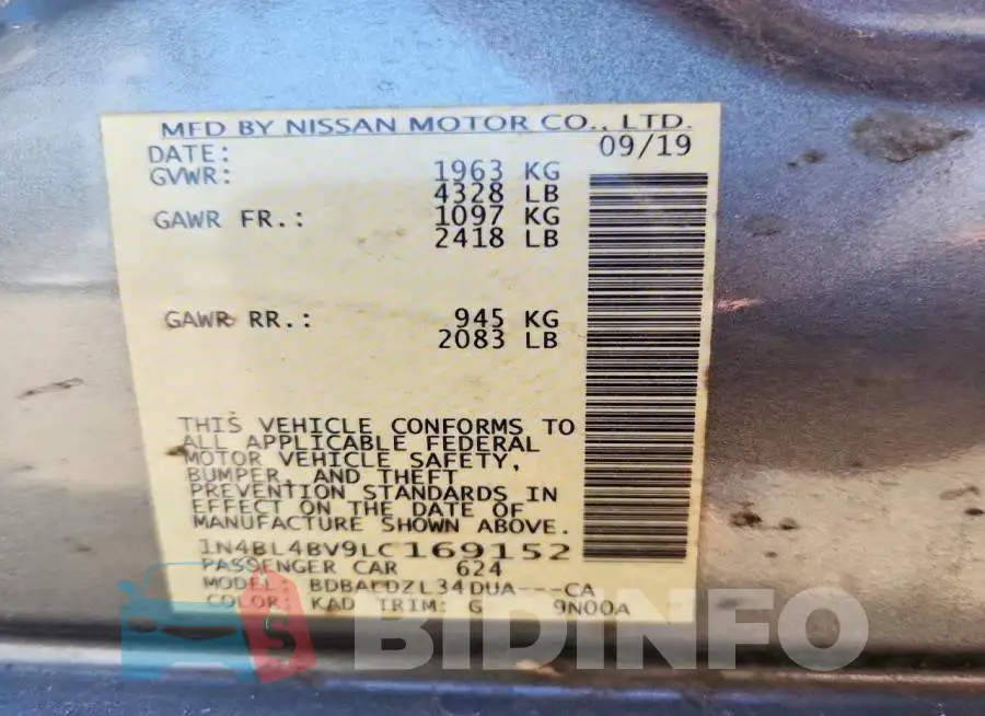 1N4BL4BV9LC169152 Photo# 13