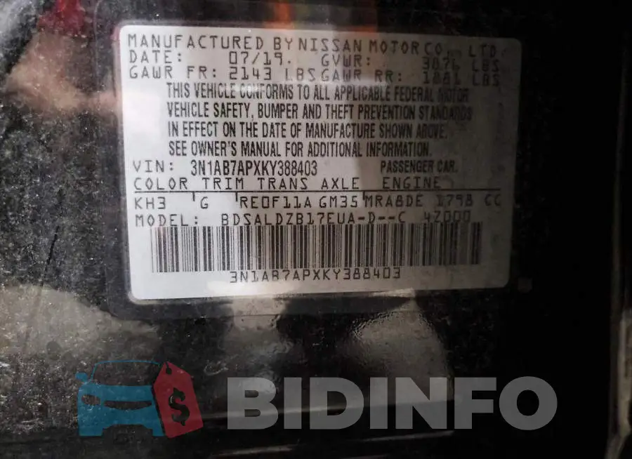 3N1AB7APXKY388403 Photo# 13