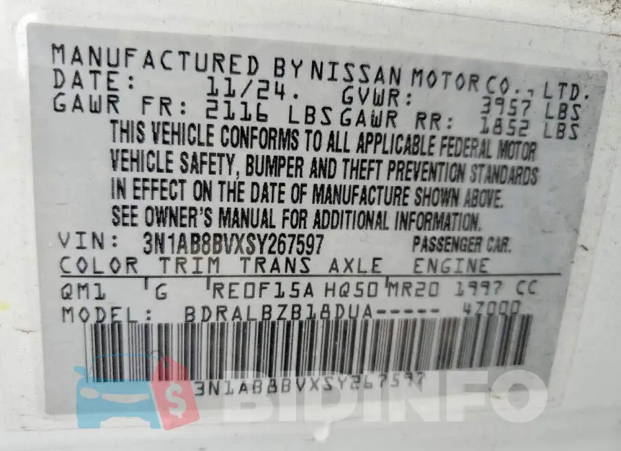 3N1AB8BVXSY267597 Photo# 12