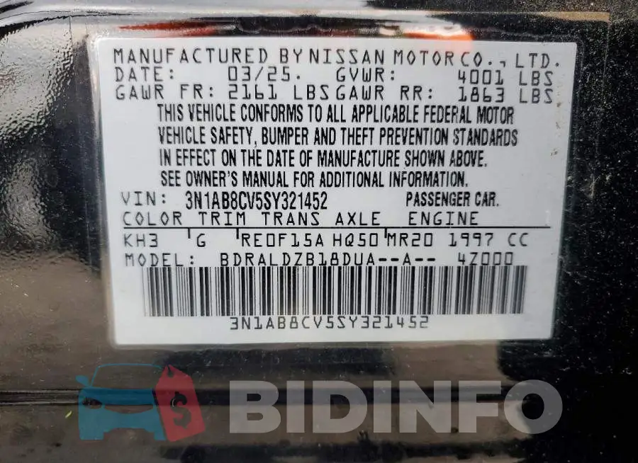 3N1AB8CV5SY321452 Photo# 13