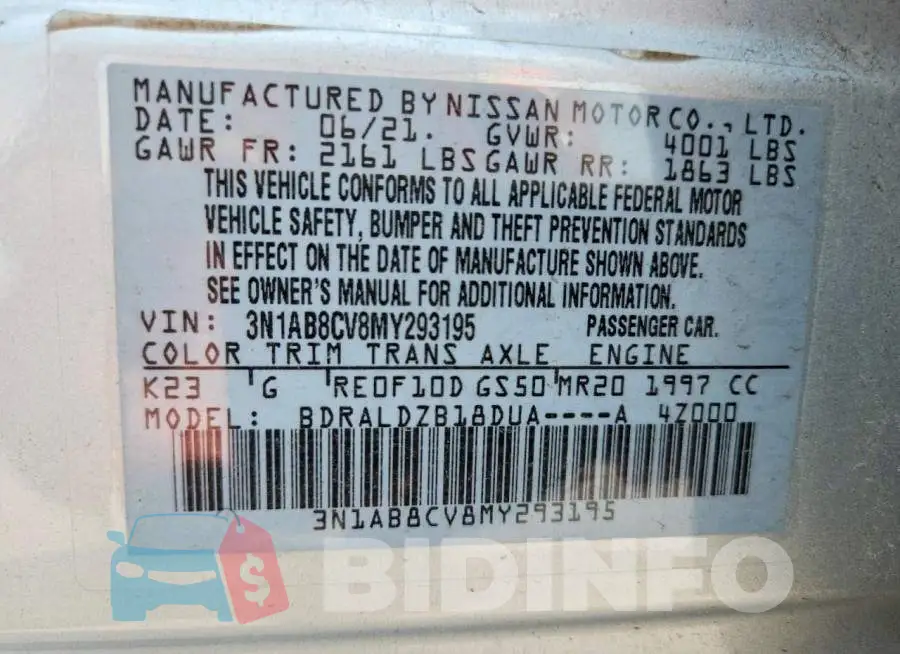 3N1AB8CV8MY293195 Photo# 13