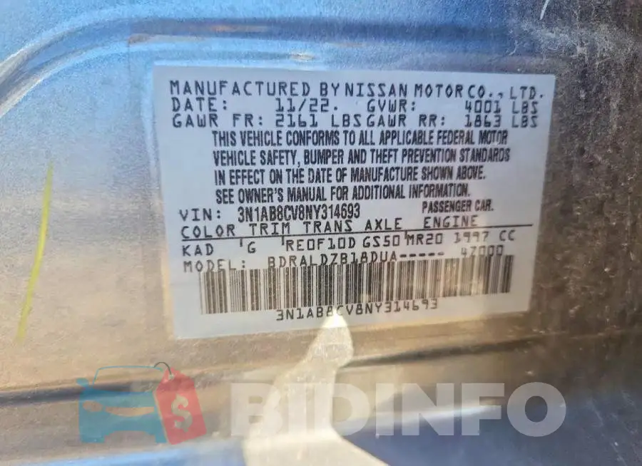 3N1AB8CV8NY314693 Photo# 12