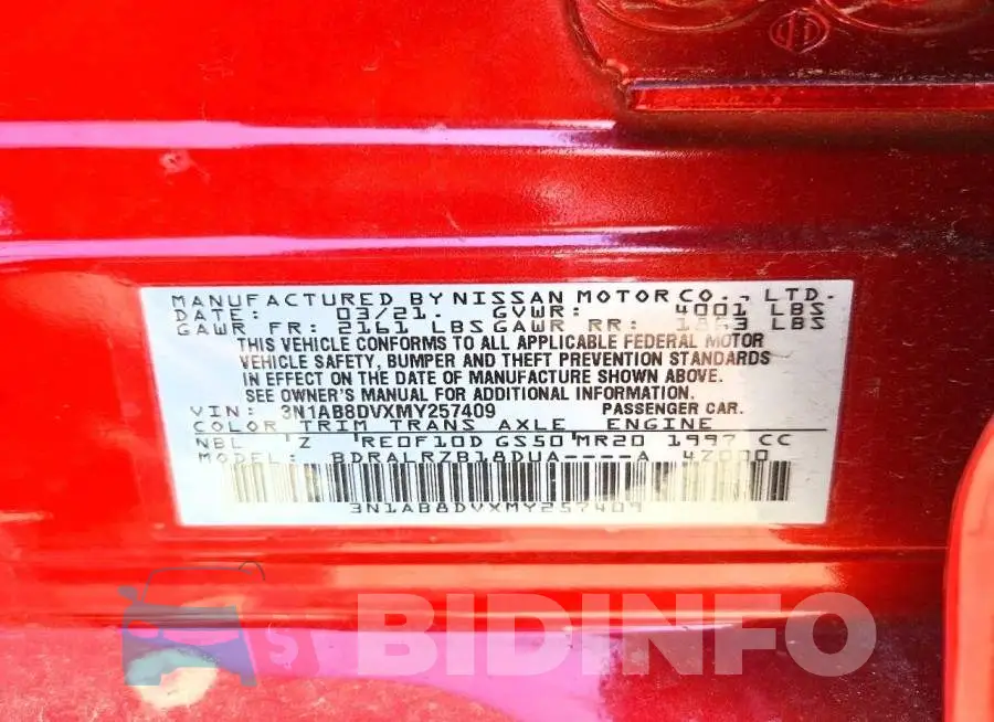 3N1AB8DVXMY257409 Photo# 13